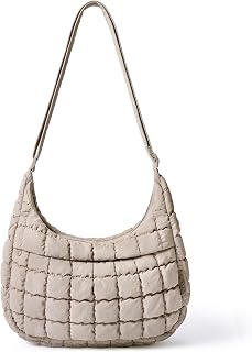 Puffer Crossbody Hobo Bag for Women Nylon Quilted Purse Lightweight Shoulder Handbag with Adjustable Strap