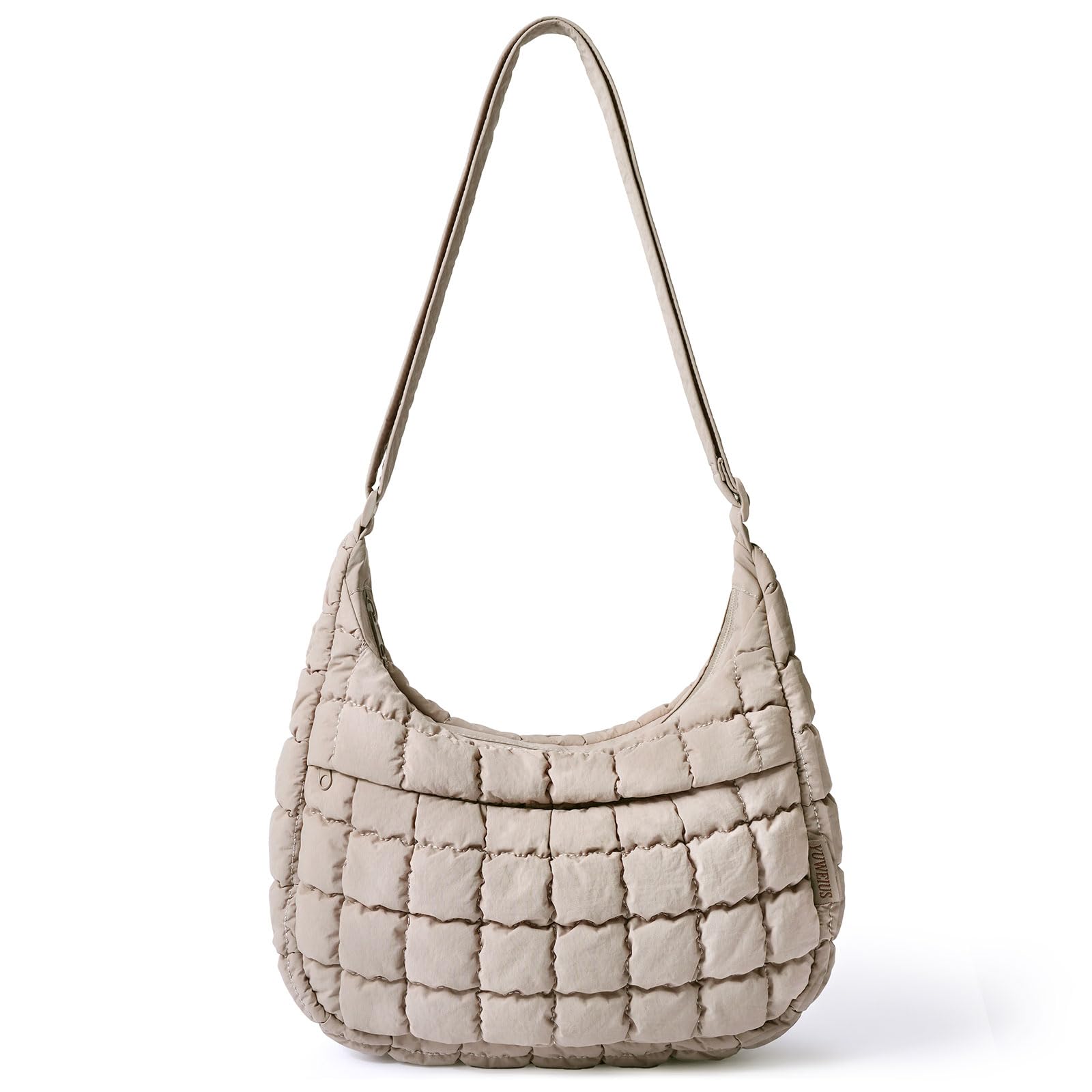 Puffer Crossbody Hobo Bag for Women Nylon Quilted Purse Lightweight Shoulder Han