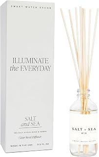 Sweet Water Decor Salt & Sea Reed Diffuser Set - Sea Salt Citrus & Musk Amber Scent Diffuser - Reed Diffusers for Home with Long Lasting Fragrance - Non-Toxic Oil Reed Diffuser - Made in the USA
