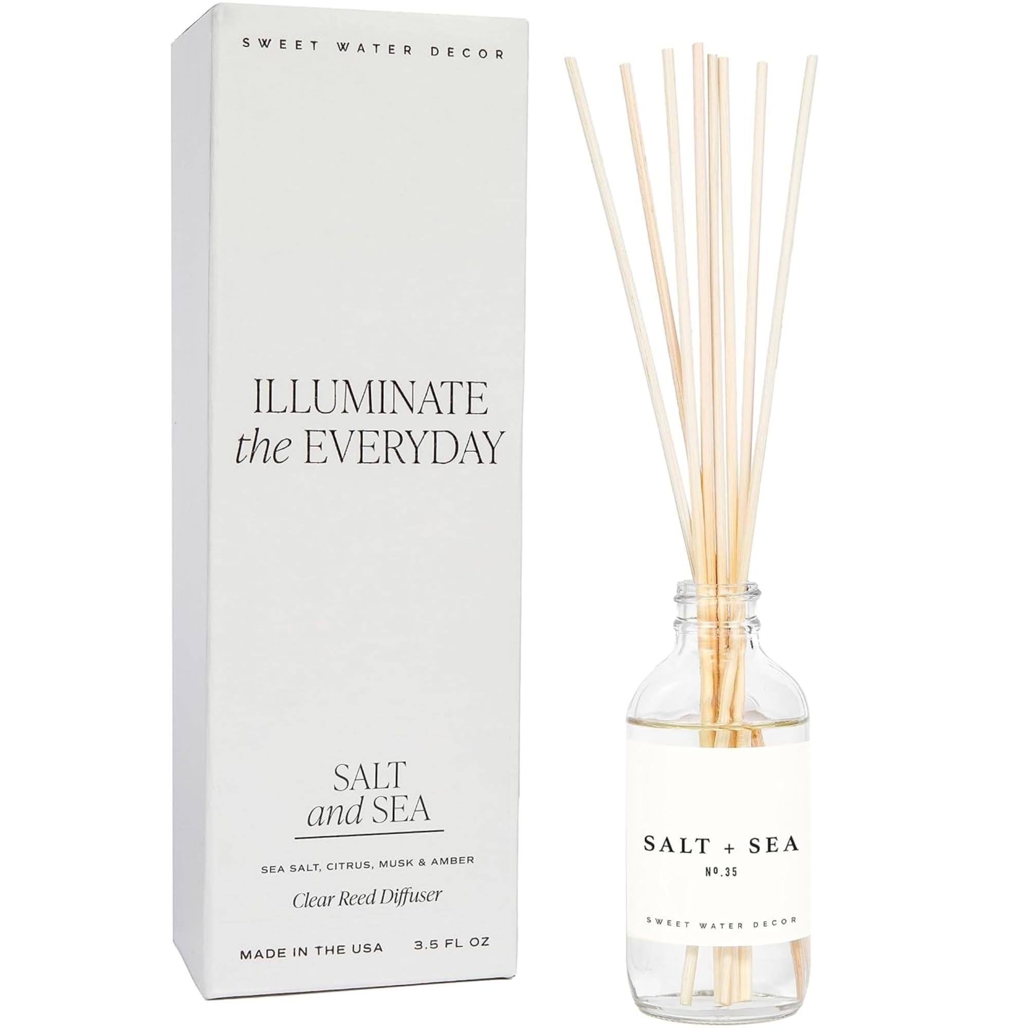 Sweet Water Decor Salt & Sea Reed Diffuser Set - Sea Salt Citrus & Musk Amber Sc