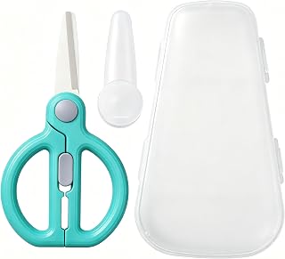Ceramic Baby Food Scissors Kids with Case, Travel Scissors with Lock (D) | Kids scissors with safety lock, Toddler scissors, Kitchen scissors for food, Ideal for Pizza, Meats, Noodles, Vegetables.