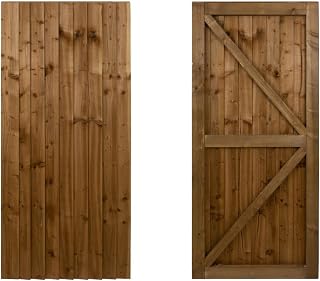 Featheredge Wooden Garden and Side Gates, Fully Framed and Capped (v2)(H-1500, W-725, Brown Finish)