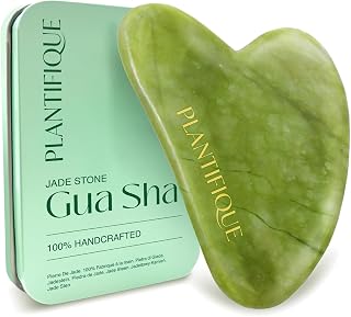 PLANTIFIQUE Jade Gua Sha Facial Tools – Lymphatic Drainage Face Massager | Guasha Tool for Face Sculpting & Jawline Shaper – Skincare Gift – Reduces Puffiness & Relieves Tension