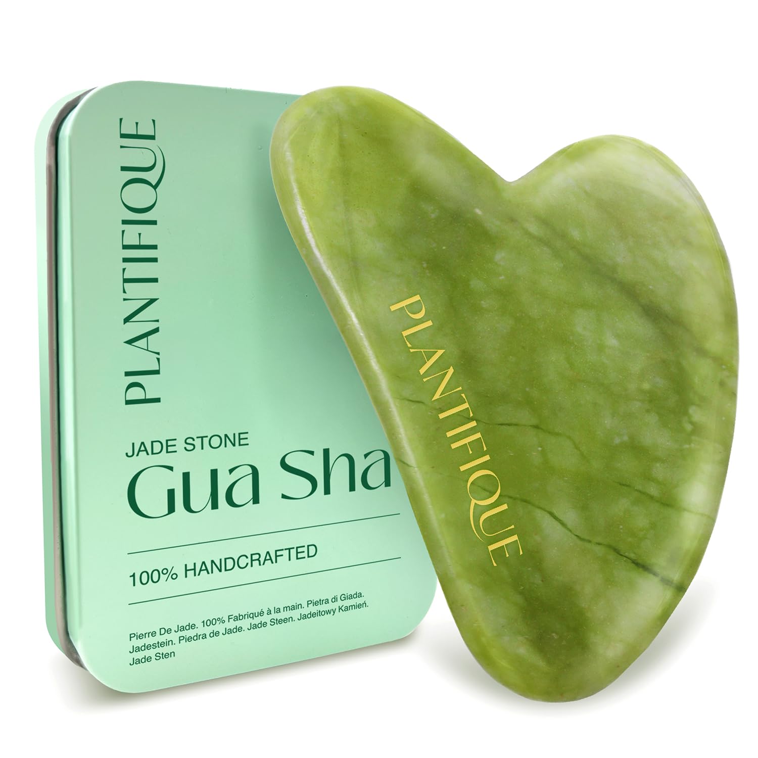 PLANTIFIQUE Jade Gua Sha Facial Tools – Lymphatic Drainage Face Massager | Guash