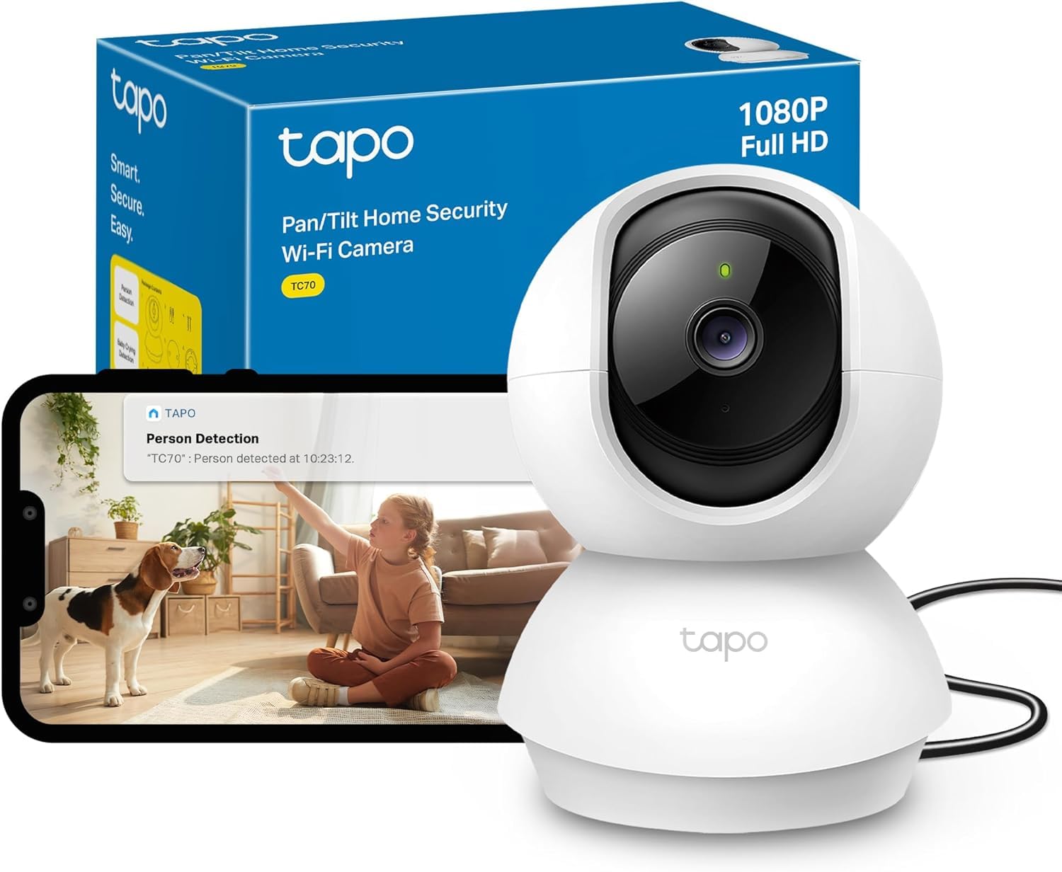 Tapo TC70 Full HD Pan/Tilt Indoor Security Camera Pet Camera House Security | Do