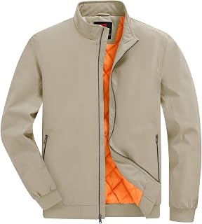 BGOWATU Men's Jacket Insulated Fall Winter jacket Zip Up Windproof Quilted Bomber Jackets Casual Warm Padded Coats