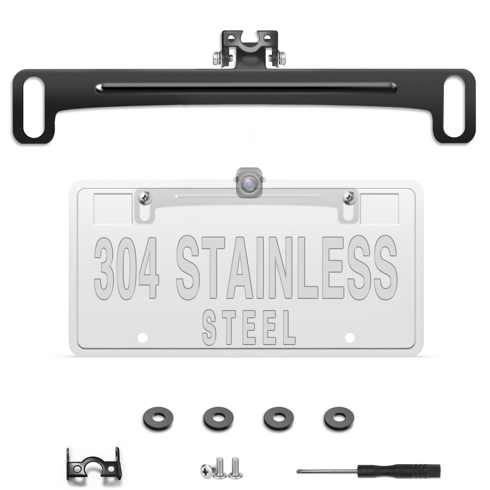 Pixelman Universal Car Rear View Camera License Plate Bracket | Upgraded Full St