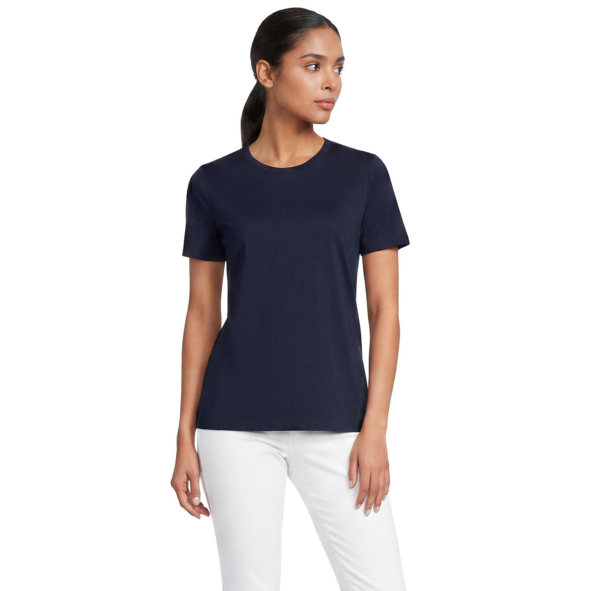 Lands' End - Women's Cotton Short Sleeve Crew Neck Comfortable Cut T-Shirt Radia