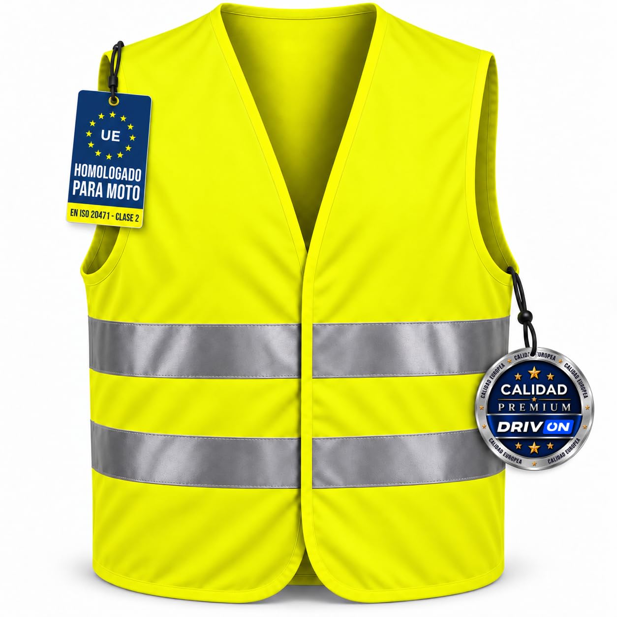 DRIVON DGT Approved Reflective Motorcycle Vest, One Size Adjustable | Car Reflec