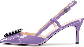 Castamere Women's Stiletto Mid Heel Pointed Toe Slip-On Pumps Slingback Bow Tie Dress Wedding Party Sandals 6.5 cm Heels