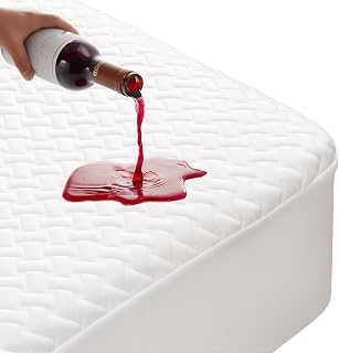 MEREZA Waterproof Mattress Protector King Size with 40cm Extra Deep Fitted Skirt Bed Cover, Ultra Cooling Bamboo Mattress Cover Anti Allergy & Breathable & Noiseless (Queen/King,150x200cm)