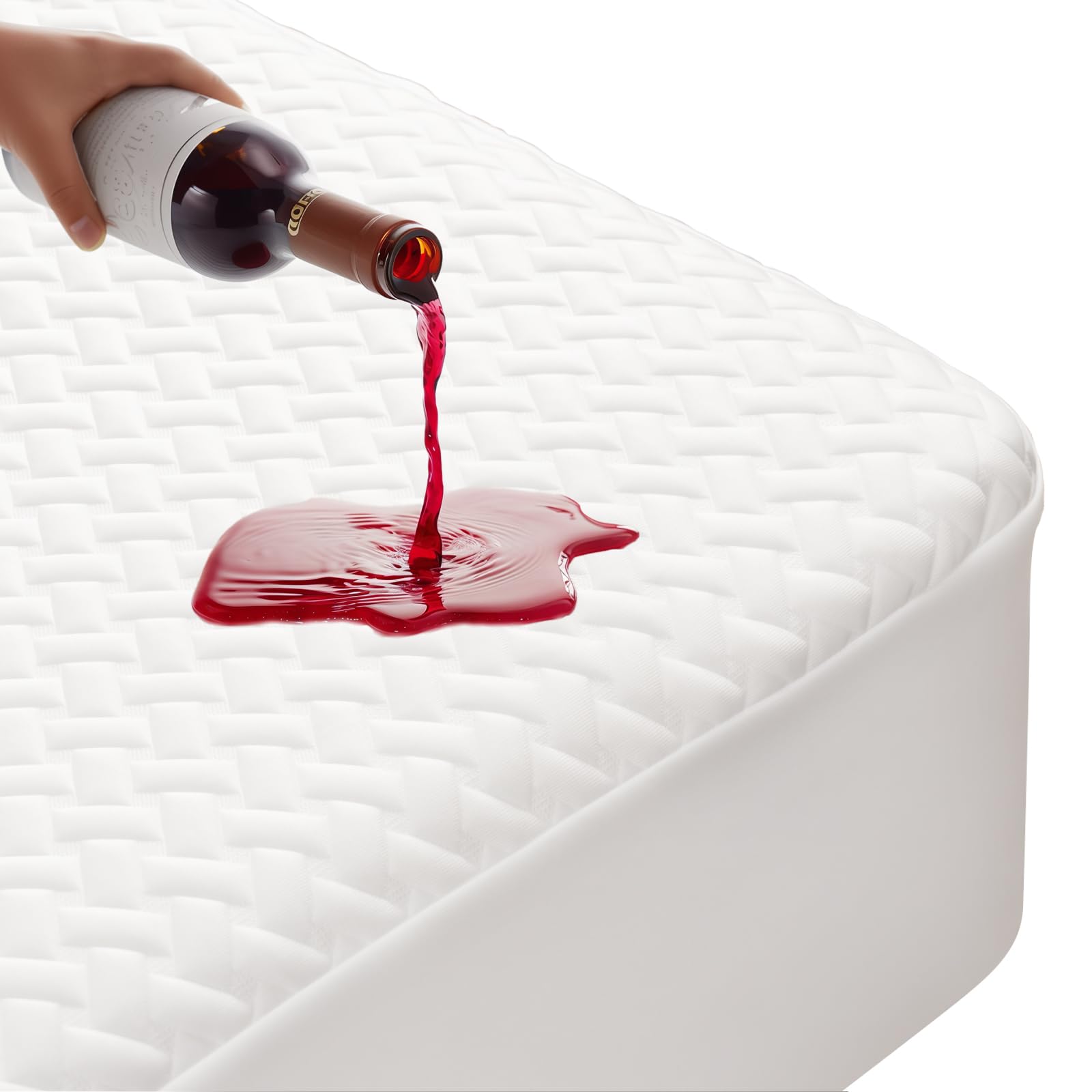 MEREZA Waterproof Mattress Protector King Size with 40cm Extra Deep Fitted Skirt