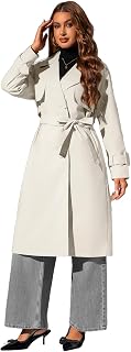 Bellivera Women's Classic Long Windproof Trench Coat With Belted Waist