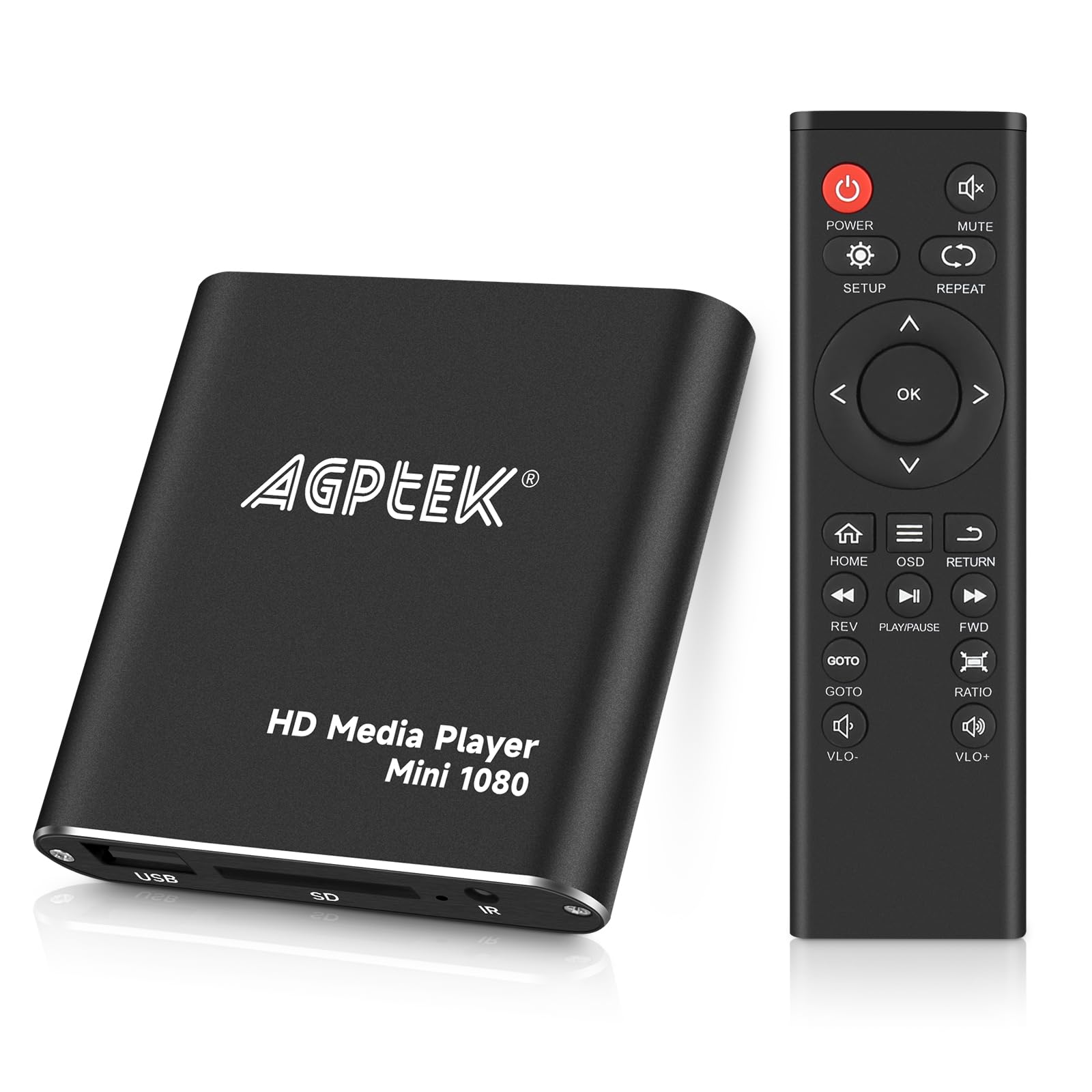 HDMI Media Player, Black Mini 1080p Full-HD Ultra HDMI AV Output MP4 Player | Fo