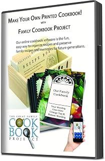 Family Cookbook Publishing Software - Create a Custom Printed Recipe Book with Layout, Personalized Photos and Stories - Easy to Use and No Recipe Typing - Makes a Great Gift