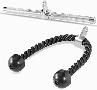 Yes4All Cable Attachment, Double D Handle, Single D Handle, Straight Bar, V-Shaped Press-Down Bar, Tricep Rope Pull-Down Bar, Gym Cable Attachment for Strength Training, Home Gym, Exercise