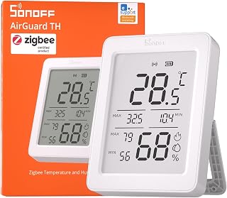 SONOFF SNZB-02DR2 AirGuard TH, Indoor Smart Zigbee Temperature and Humidity Sensor, 3.6'' LCD Display, App Monitoring with charts, Notification Alerts, Data Export, Remote Data Display
