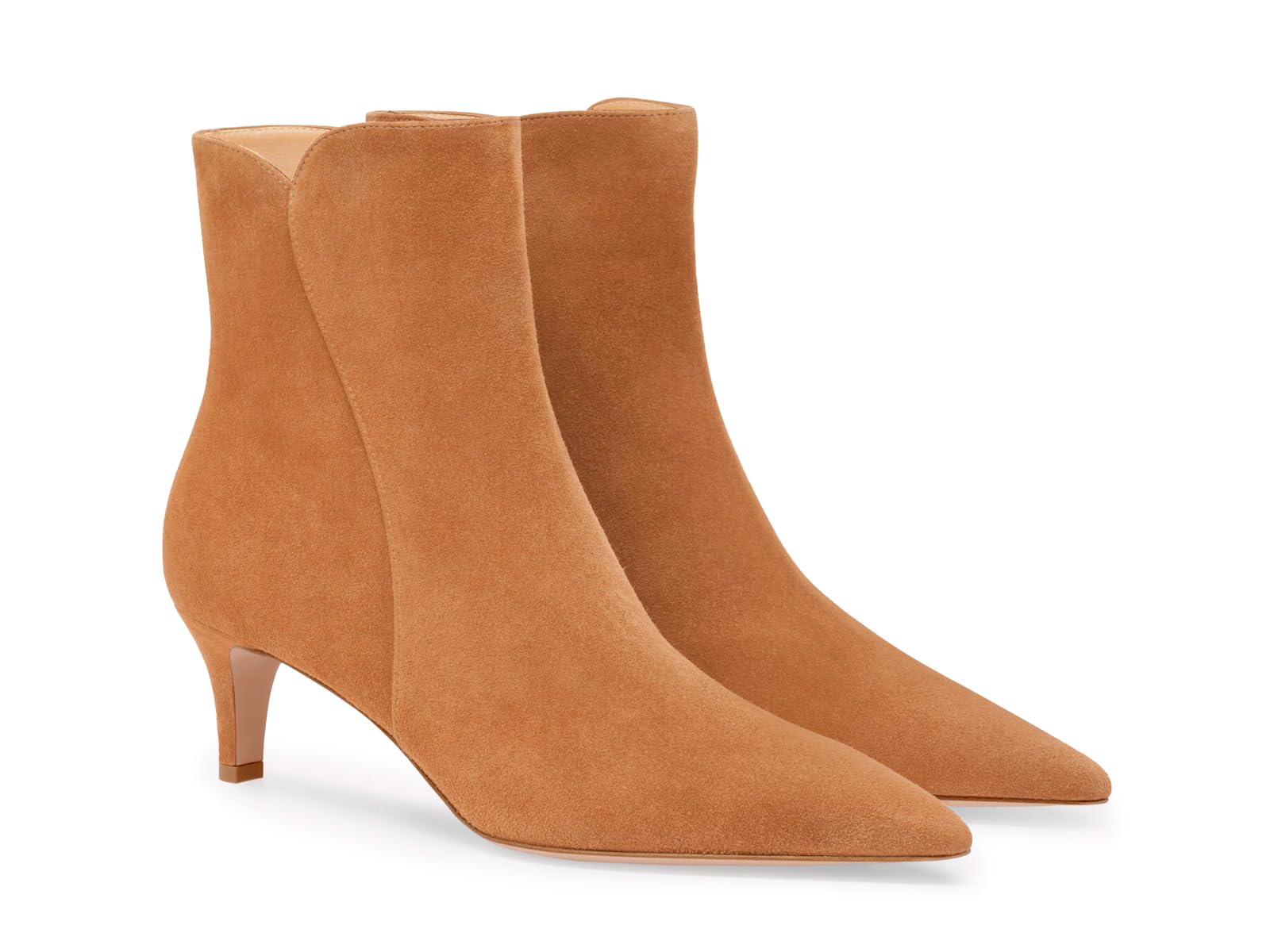 Coutgo Botines de tacón bajo para mujer, punta puntiaguda, con cremallera