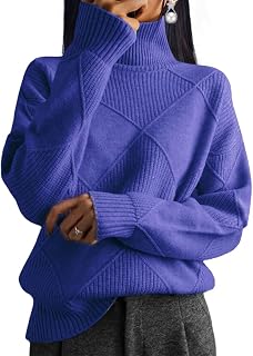 Turtleneck Sweater for Women 2024 Fall Trendy Oversized Sweater Tops Long Sleeve Cable Knit Pullover Sweaters