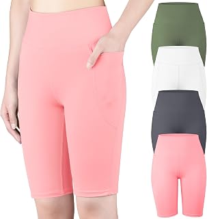 BIG ELEPHANT 4-Pack Girls Bike Shorts, High Waisted Athletic Shorts