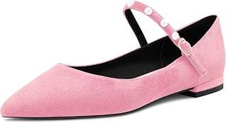 NobleOnly Women's Pointed Toe Mary Jane Low Heel Pumps Office Party Classic Buckle Closure Shoes 1 CM Heels