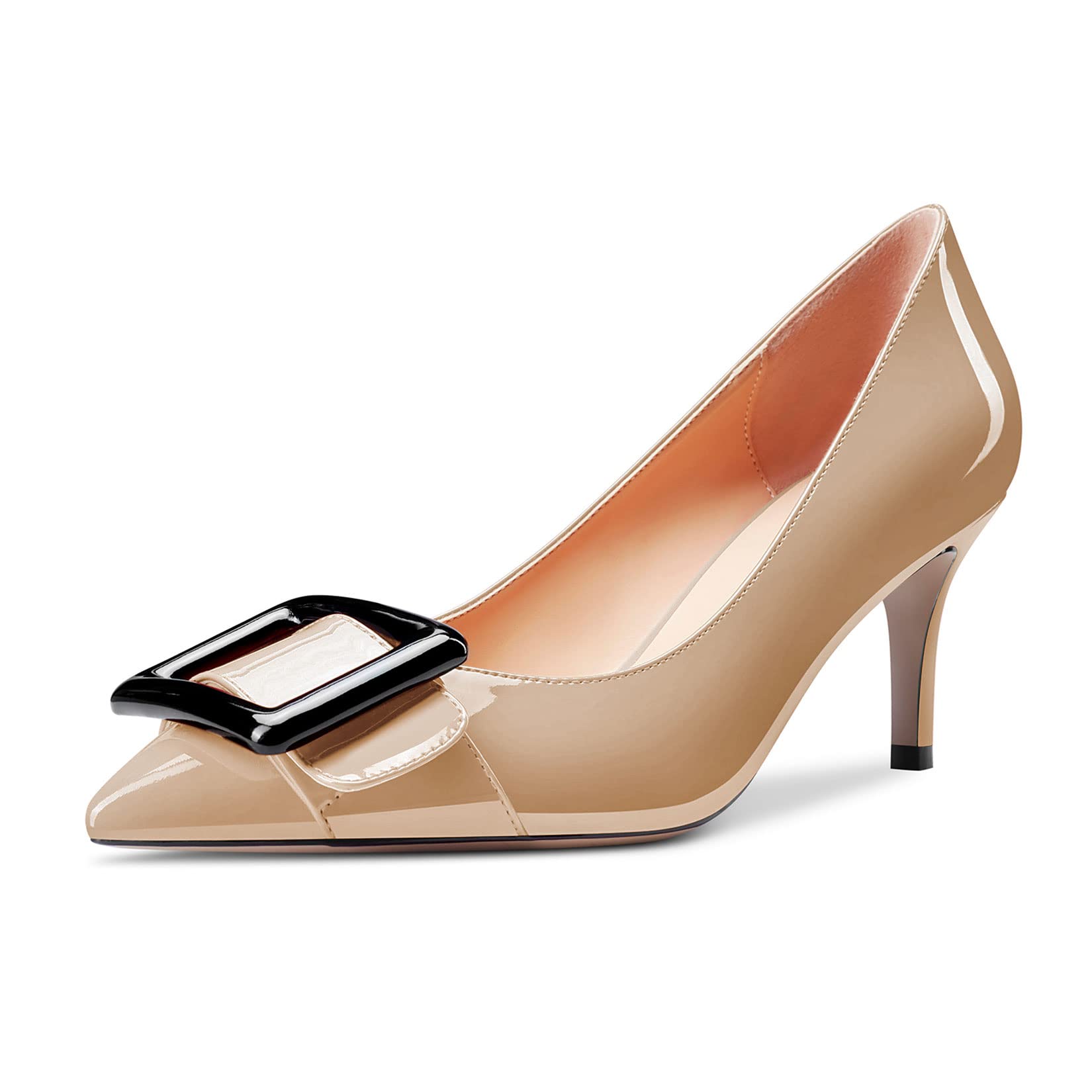 Castamere Women's Stiletto Mid Heel Closed Pointed Toe Pumps Slip-on Dress Cute 