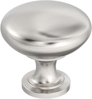 Amerock 10 Pack 1-1/4" Round Edona Satin Nickel Cabinet Knob | Durable Zinc drawer knob and cabinet hardware, ideal for kitchen cabinets, bathroom vanities, dressers, and furniture