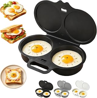 Microwave Egg Poacher with Lid & Handle, Dual Cavity Microwave Egg Poacher
