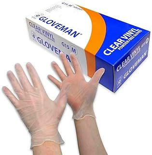 Gloveman Clear Vinyl Gloves Medium – Disposable Powder-Free Gloves (Box of 100) – Latex-Free for Food Prep, Cleaning & Hygiene