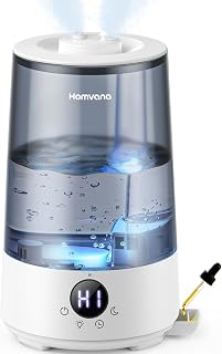 Homvana Humidifier for Bedroom, Large Room, Oil Diffuser (3.6L, Grey) | 23dB Quiet, 360° Rotatable, 36H Runtime, BPA Free, Top Fill, Easy Clean, 7 Color Night Light, Oil Diffuser for Aromatherapy