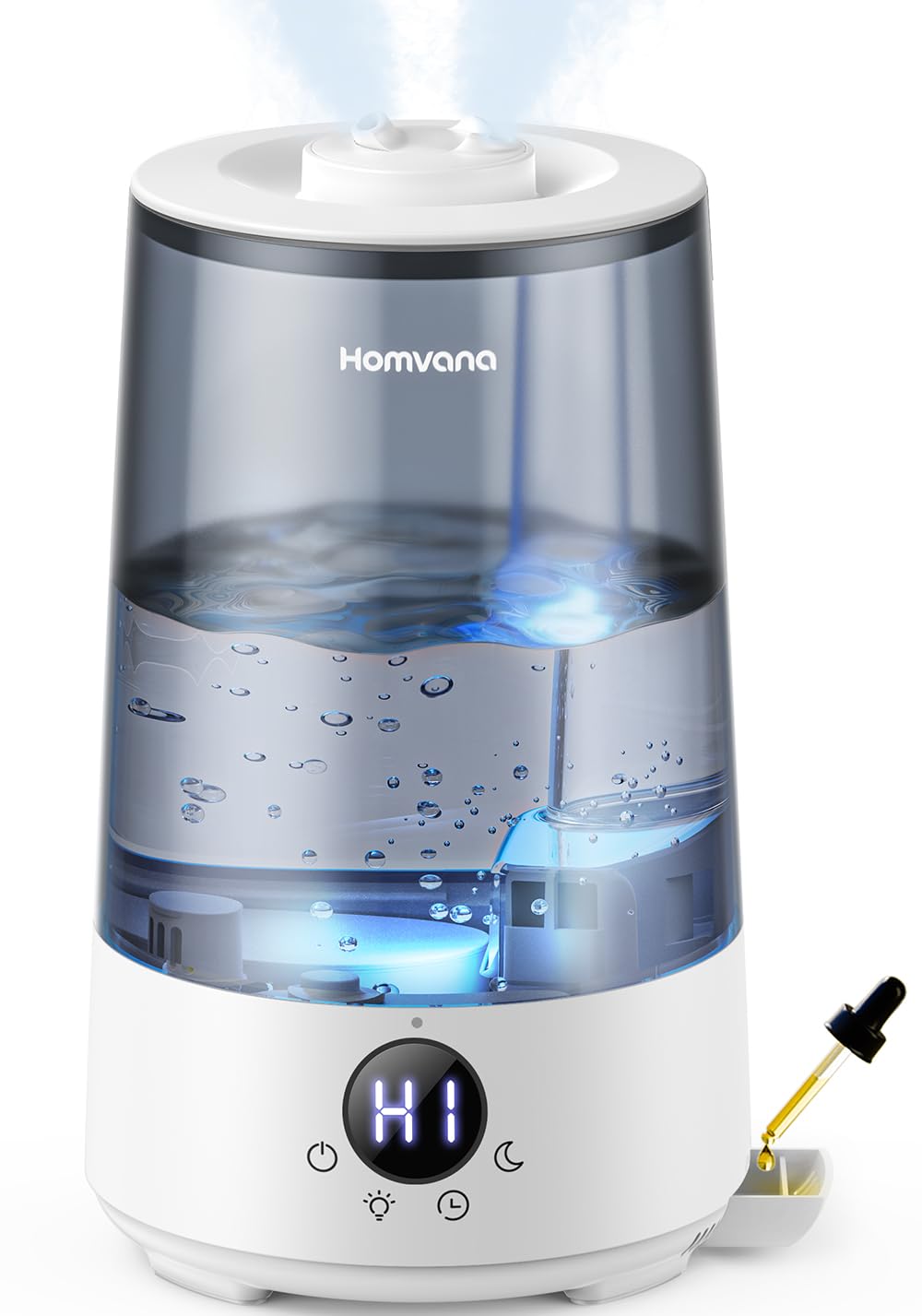 Homvana Humidifier for Bedroom, Large Room, Oil Diffuser (3.6L, Grey) | 23dB Qui