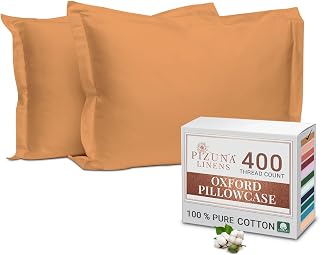 Pizuna 100% Cotton Long Pillow Cases 2 Pack 50x90cm King Apricot Orange