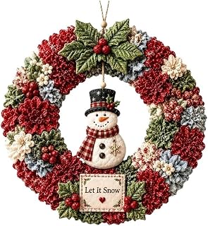 XNManaWork 3D Fabric Poke Wreath DIY Kit For Adults | Christmas Crafts With Red Cloth Pieces And Tool, Semi-Finished Holiday Door Decor For Front Entryway Wall Porch