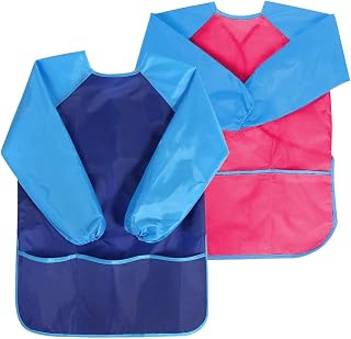 Gwolf Children's Painting Apron Blue + Red, One Size