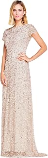 Adrianna Papell Women's Short-Sleeve All Over Sequin Gown Special Occasion Dress