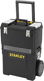 STANLEY Mobile Work Centre Toolbox, 2-in-1 Rolling Workshop with Stackable Units, Removable Toolbox, and Swivel Storage Carousel, 1-93-968