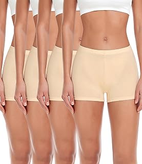 wirarpa Women's Cotton Boxer Shorts, Panties, Underpants, Cycling Shorts, Under Dress, with Cotton Crotch, Pack of 4