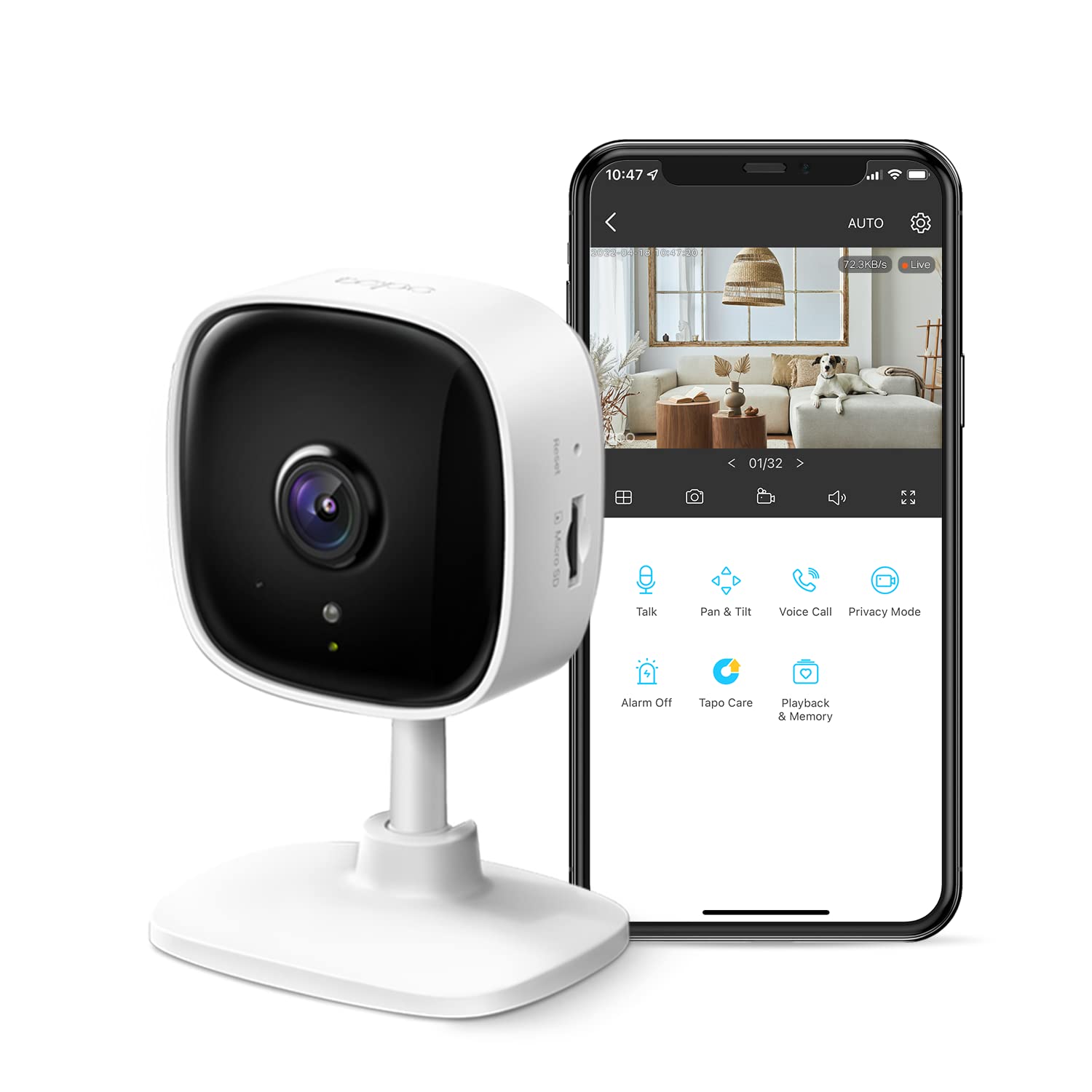 Tapo 2K Indoor Wi-Fi Home Security Camera, Privacy Mode, C110 | Up to 30ft Night