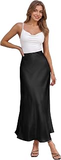 Hybrid & Company Women's High Waist Satin Maxi Skirt