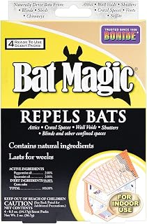 Bonide Bat Magic Bat Repellent, Pack of 4 Ready-to-Use Peppermint Oil Scent Packs for Long Lasting Indoor Bat Control