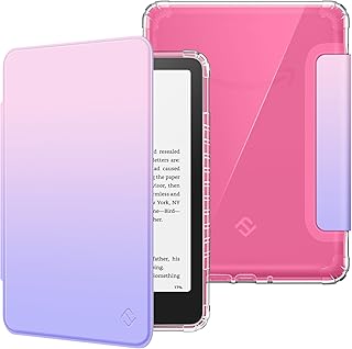 Fintie Clear Case for 7" Kindle Paperwhite 12th Gen 2024 & Kindle Colorsoft | Soft Light TPU Cover, Transparent Back, Scratch-Proof, Auto Wake/Sleep, for Paperwhite 2024 12th Generation, Fantasy Ombre