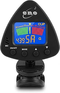 ENO 20537 Clip on Guitar Tuner Clip on Ukulele Tuner Bass Tuner Violin Tuner Chromatic Tuner with Battery Included