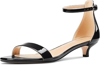 Women Sandals Peep Open Toe Kitten Low Heel Ankle Strap Dress Shoes 1.5 Inch