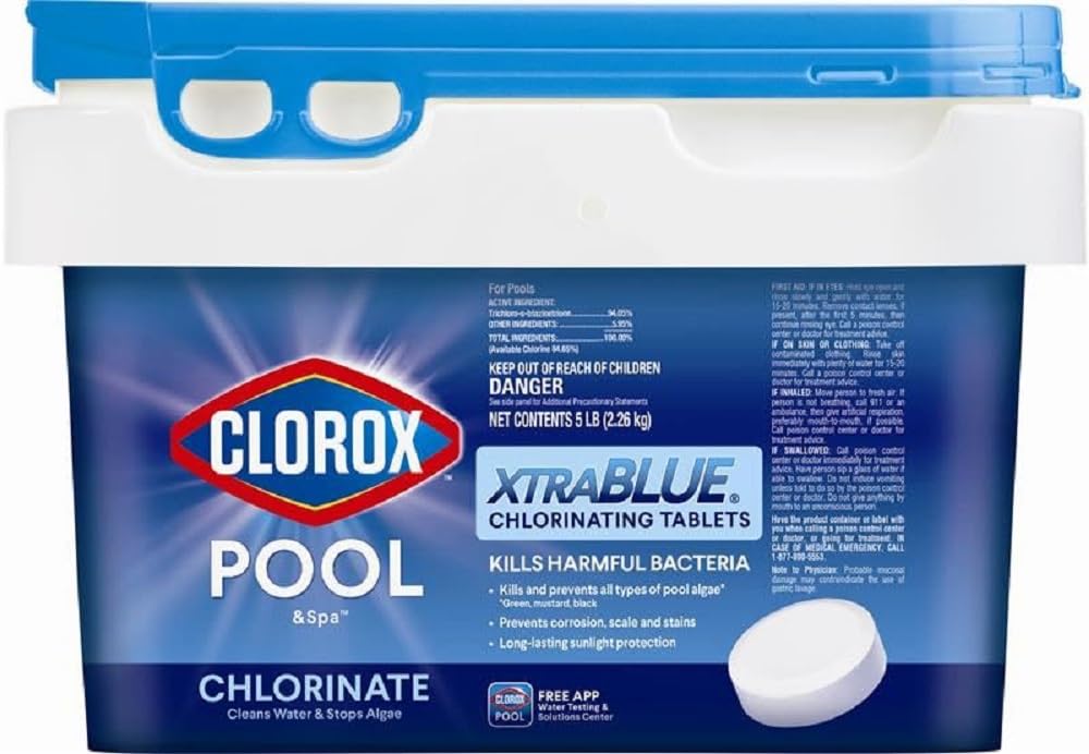 Clorox Pool&Spa XTRABLUE 3” Chlorinating Tablets, Individually Wrapped, Kills Ba