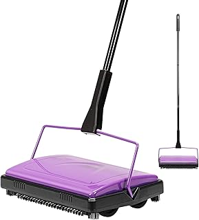 Yocada Carpet Sweeper Cleaner for Home Office Low Carpets Rugs Undercoat Carpets Pet Hair Dust Scraps Paper Small Rubbish Cleaning with a Brush Purple