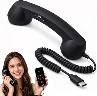 Vintage Retro Phone Handset Type C Wired Cell Phone Receiver | Type-C Vintage Wired Plug in Handheld Cell Phone Receiver with Microphone,for Cell Mobile Video Conferences,Calls,Meetings