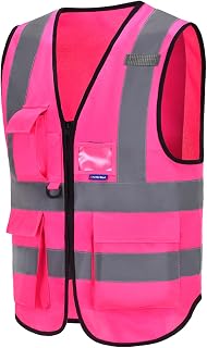 AYKRM 21 Couleur Safety Vest High Visibility Safety Vest with Pockets High Visibility Reflective Work Jacket Reflective Vest with Zipper