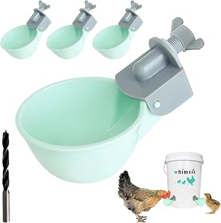 Chicken Waterer Cups (4 Pack), Automatic Chicken Water Feeder, Anti-Leak System, Holds 50% More Water, Suitable for Chicks, Chicken, Duck, Quail, Turkey