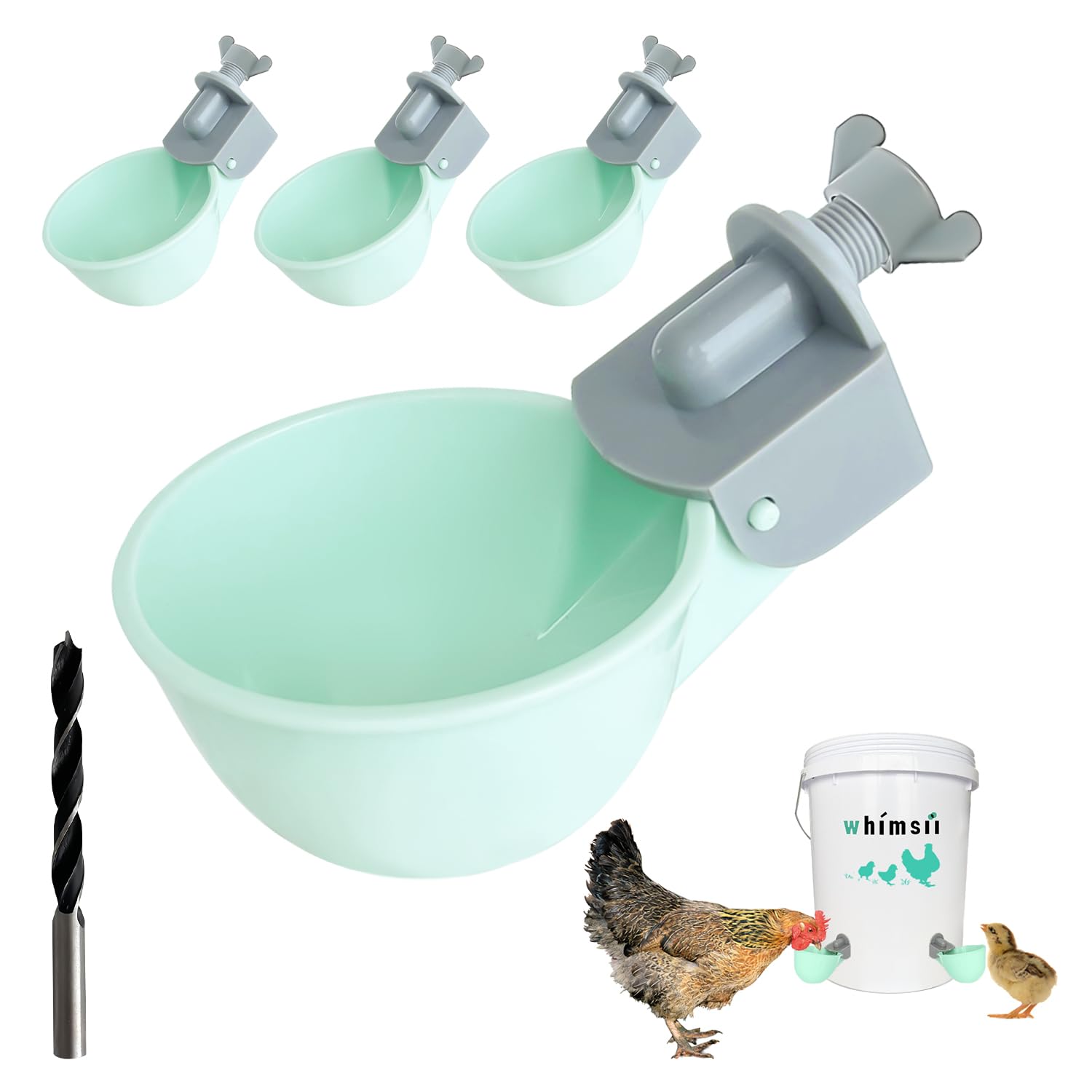 Chicken Waterer Cups (4 Pack), Automatic Chicken Water Feeder, Anti-Leak System,