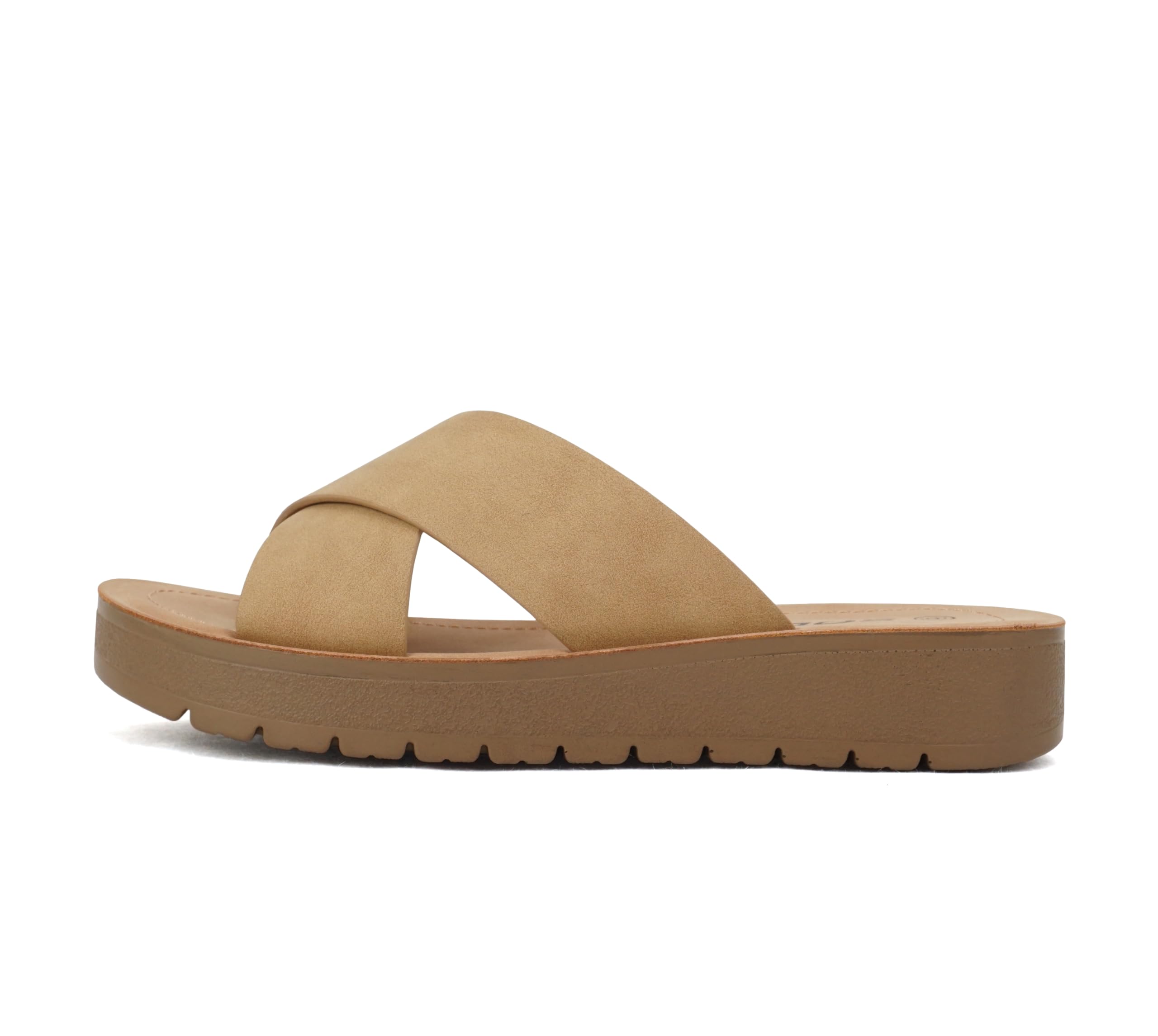 SODA LUCY ~ Sandali da donna Open Toe Flatform Platform Crisscross Band superior
